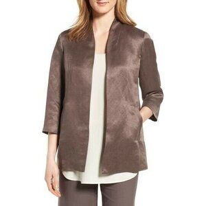 Eileen Fisher | Cobblestone Organic Linen & Silk Blend Open-Front Jacket, PM
